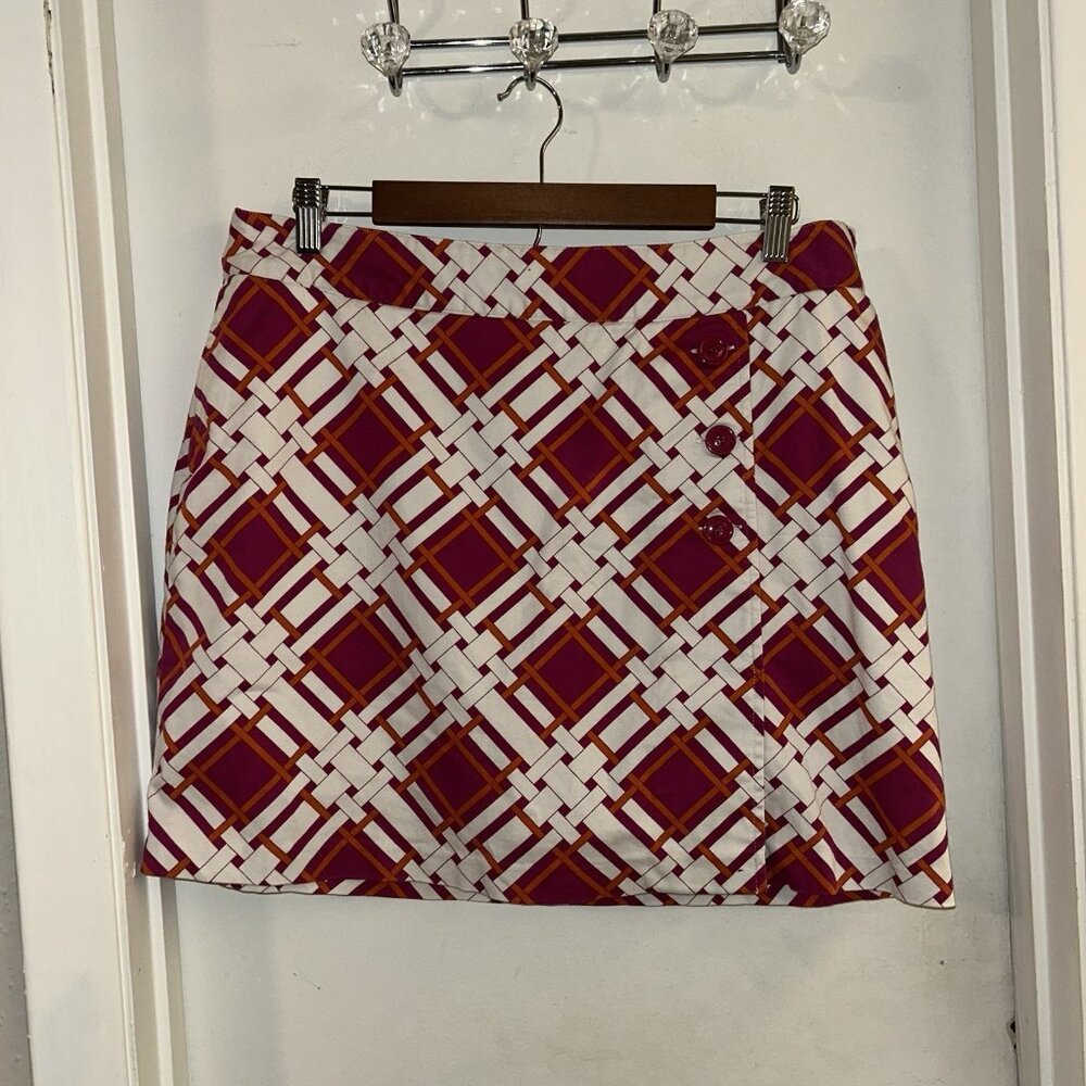 Greg Norman Pink & White Geometrical Print Athletic Golf Sporty Skort Size 12 - Picture 2 of 9
